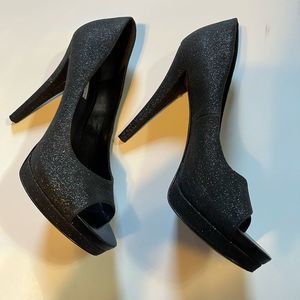 VeraWang Lavender Label 5” Stilettoe Charcoal glitter 5” heels and Open toes